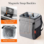 Car Trash Can with Lid and Tissue Holder, Leak-Proof Waterproof Automotive Garbage Cans, Car Accessory Interior, Trash Bin for the Back/Front/Console of Car, 2 Gallons, Grey
