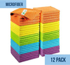 Microfiber Cleaning Cloth 11.5" x 11.5" 12 Pack - Edgeless Microfiber Towels for Cars, Cleaning Rags, Lint Free Car Microfiber Towel, Reusable Cleaning Cloths (Multicolor)
