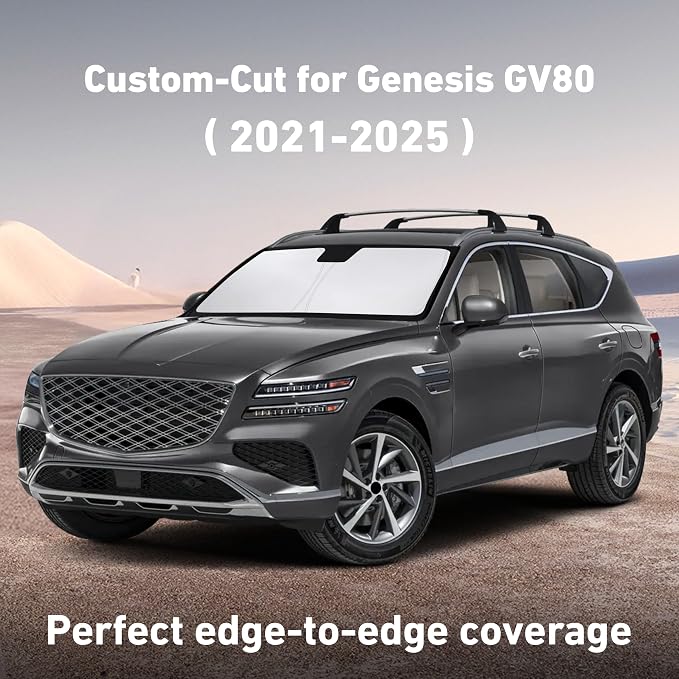 Windshield Sunshade Compatible for Genesis GV80 2021-2023 2024 2025, Sun Visor for Front Windshield & Window Sun Shade Cover, UV Heat Blocker & Protector, Car Accessories