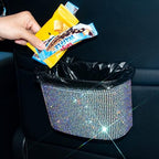 Car Trash Can, Hanging Trash Bin, Leakproof Garbage Organizer, Bling Vehicle Waste Basket, Mini Dustbin Container with Clip for Car, Office, Kitchen, Bedroom, Home and More, Multicolor