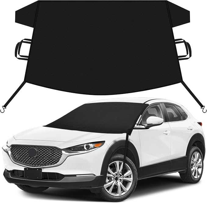 Car Snow Cover Compatible for Mazda CX-30 | Windshield Cover for Ice and Snow with S-Hook Straps | Heavy-Duty 600D Oxford Winter Car Cover, Waterproof & Anti-Slip