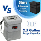Waterproof Car Trash Can with Lid and Pockets, 2.5 Gal, Gray | Leakproof, Collapsible Multipurpose Car Bin with 3 Side Storage Pockets, Adjustable Straps