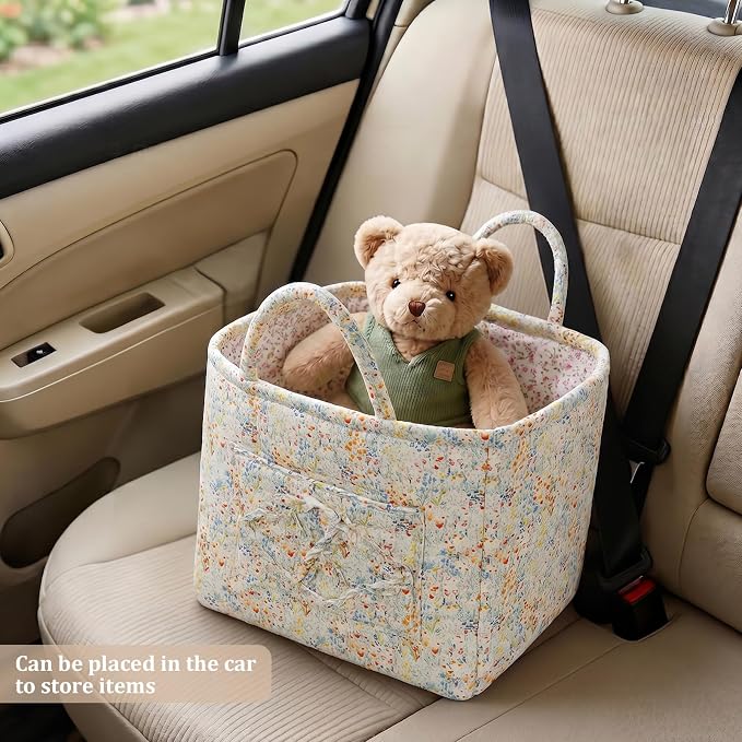 Floral Fabric Storage Basket Car Interior Storage Basket Underwear Sundries Laundry Baskets Supplies Home Organizer Bag (style 1)