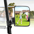 Golf Cart Mirror No Drilling Side Mirrors Universal for Yamaha, Club Car, EZGO, Folding Side Rear View Mirrors Adjustable 180 Degree HD Glass