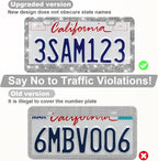 2 Pack Bling License Plate Frames for Women, Sparkly Rhinestone Diamond Car Accessories with Glitter Crystal Caps (Gilded Black)