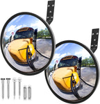 2Pcs 12" Acrylic Convex Mirror – 160° Wide-Angle Traffic Blind Spot Mirrors, Adjustable Corner Mirror in Garage, Driveways, Stores, Warehouses, for Outdoor and Indoor Use
