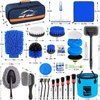 34Pcs Car Detailing Brush Set, Car Detailing Kit, Auto Detailing Drill Brush Set, Car Detailing Brushes, Car Wash Cleaning Tools Kit for Interior, Exterior, Wheels, Blue