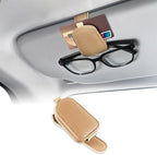 Sunglasses Holders for Car Visor, Sunglass Car Organizer, Leather Magnetic Buckle Sun Visor Sunglass Clip, Car Accessories Ticket Card Clip Sunglasses Mount Fit Truck (Gold, 1PCS)