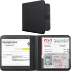 CoBak Car Registration and Insurance Holder - Small and Lightweight Vehicle Glove Box Car Organizer, Auto Truck Comparment Accessories Case for Essential Document, Driver License (Rhombus Black)