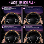 Celestial Checkerboard Steering Wheel Cover for Women Men Neoprene Breathable Boho Moon Star Wheel Cover Protector Anti-Slip Car Accessories Universal 15 Inch Fit for Cars Trucks Vehicles
