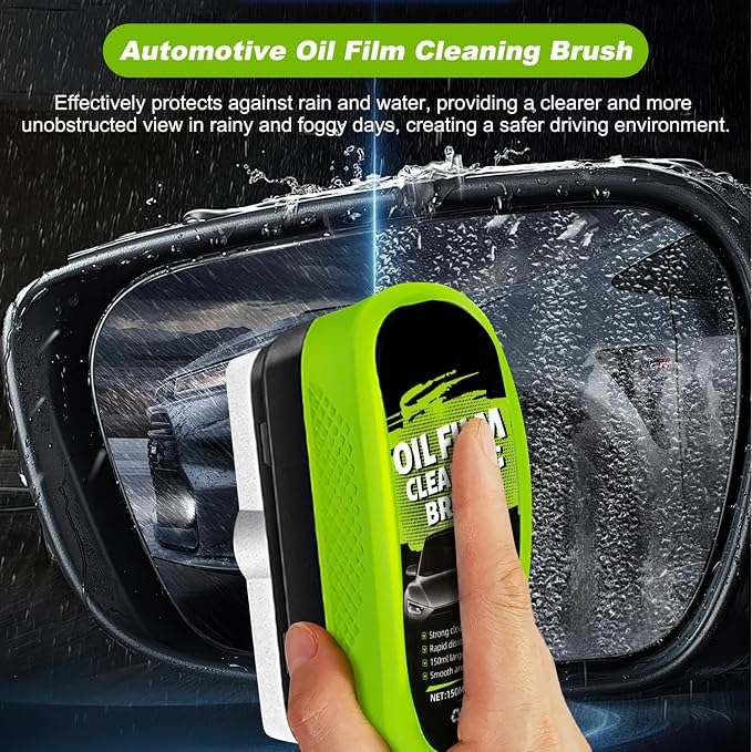 Automotive Oil Film Cleaning Brush,Car Glass Oil Film Cleaner Brush, Clear Vision Windshield Cleaner,Glass Coating Cleaner Board, Anti-Rain Fog, Improves Clarity and Safer Driving (2 Set)