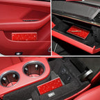 Car Registration and Insurance Card Holder, Vehicle License Document Glove Box Compartment Organizer, Interior Car Accessories for Women Men (Glitter Red)
