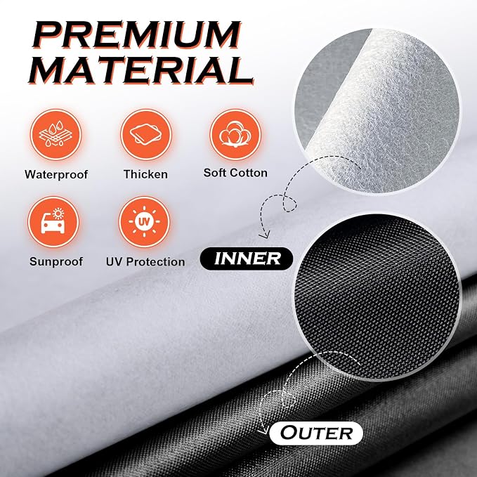 Half Car Cover Top, Snow Car Cover for Compact SUV with Cotton Liner, Sunroof & Windshield Cover for Ice and Snow, All Weather Vehicle Body Cover for Sun, Rain, Dust, Fit SUV 178-189 inchs