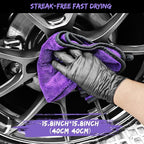 6Pcs Car Wheel & Tire Brush Kit, Professional Wheel Detailing Kit with Scratch-Free Rim Brush, Tire Brushes, Detailing Brush, Microfiber Towel & Tire Shine Applicator Pad, Vibrant Purple