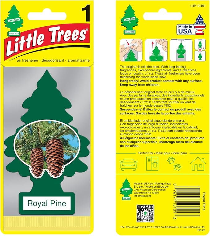 Car Air Freshener | Hanging Paper Tree for Home or Car | Royal Pine | 12 Pack