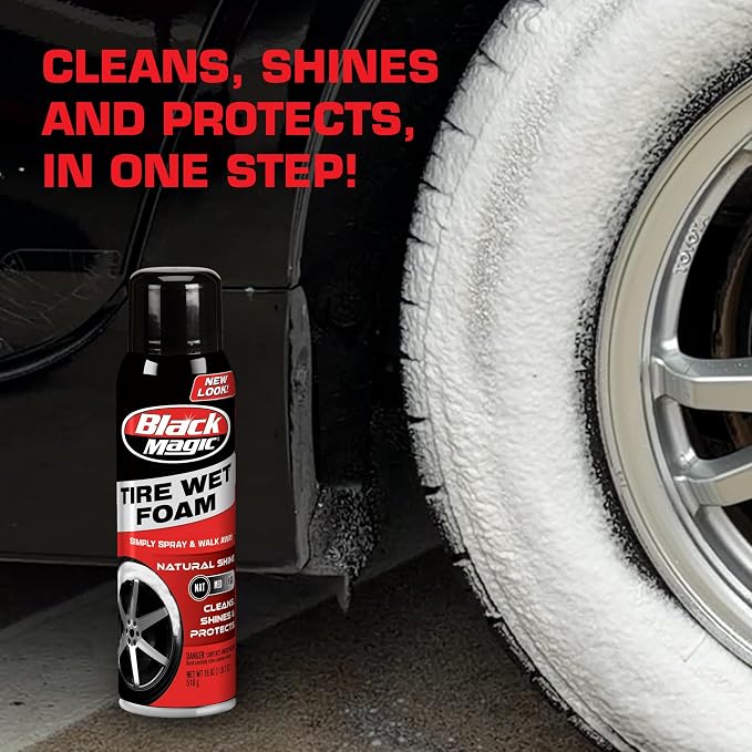 120269 Tire Wet Foam - Specially Formulated Thick Tire Spray Foam Clings to Tires to Dissolve & Clean Dirt while Shining & Protecting, 18 Fl. Oz. (Pack of 2)