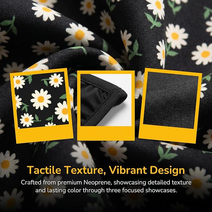 Daisy Flower Steering Wheel Cover 15 Inch + 2Pc Cute car Coasters Set | Anti-Slip Breathable Universal Car Wheel Cover Soft Comfort Grip Accessories for Women Men