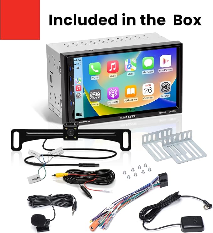 Elite BE920WCPA-C Car Stereo – Wireless Apple CarPlay & Android Auto, Double Din, 7 Inch Touchscreen, Bluetooth, No CD DVD Player, AM/FM Radio Receiver, USB, Backup Camera