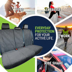 Back Seat Towel Seat Cover for Cars; Great for After Gym Workouts, Dogs, and Outdoor Activities; Universal Fit for Cars SUVs Vans Trucks Rear Seats, EZ fit, Non Slip Grip, Grey