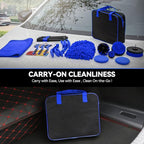 Car Detailing Kit, 19PCS Car Detailing Brush Set for Interior Exterior Wheels, Professional Car Care Cleaning Wash Kit with Duster for Air Vent, Car Accessories (Blue)