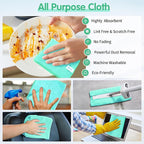 Turquoise Microfiber Cleaning Cloth -Pack of 12, Highly Absorbent Cleaning Rags, 16"X12" All Purpose Cleaning Towels for Housekeeping, Kitchen, Car, Lint Free and Reusable Microfiber Towels