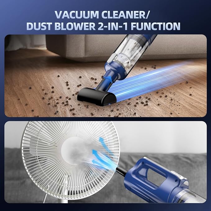 Car Vacuum Cleaner High Power, 18000Pa 2 in 1 Vacuum Cleaner&Air Duster, 130W Brushless Motor Handheld Vacuum Cordless with 7800mAh Battery, LED Light, Multi-Nozzles for Car, Home, Office, Pet