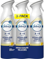 Air Mist, Air Freshener Spray, Odor Fighting Room Spray, Deodorizer for Home Bathroom Kitchen Office Apartment Dorm Room Classroom, Kitchen Odor Fighter Fresh Lemon Scent, 8.1oz, 3-pack