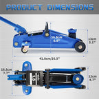 Floor Jack, Hydraulic Portable Car Lift Jack, 1.5 Ton (3,000 lb) Capacity (Blue)