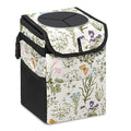 Car Trash Can with Lid Vintage Botanical Wildflowers Collapsible Reusable Leak-Proof Auto Garage Bag,Hanging Vehicle Car Accessories Interior Car Organizer
