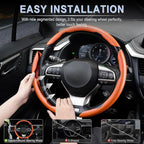 3pcs Carbon Fiber Anti-Skid Steering Wheel Cover, Waterproof & Segmented Butterfly Design, Universal 99% Vehicle Wheel Cover Protector, Car Interior Accessories (Orange-3pcs)