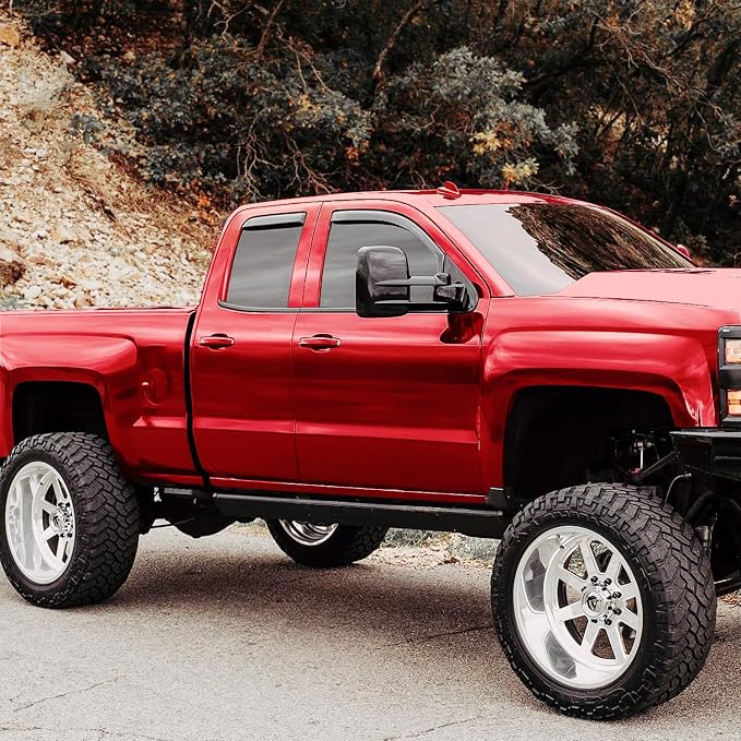 Voron Glass in-Channel Extra Durable Rain Guards for Chevrolet (Chevy) Silverado 2500, 2500HD/3500HD 2015-2019 Double Cab, Window Deflectors, Vent Window Visors, 4 Pieces - 200278