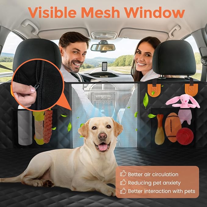 Dog Seat Cover for Back Seat,Backseat Extender Hard Bottom Car Seat Cover for Dogs Holds 500 lbs,Waterproof Rear Seat Pet Cover for Dogs,Dog Hammock Travel Accessories for Car,SUV,Truck