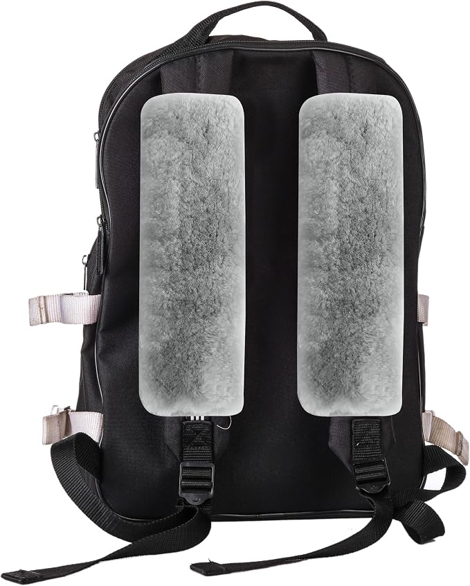 Authentic Sheepskin Seatbelt Cover Real Wool Car Truck SUV Airplane Seat Belt Shoulder Pad for Carmera Backpack Straps Neck Cushion Protector 2 Pack Light Grey