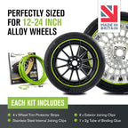 AlloyGator Green Rim Protector for Car Wheels (Fits 12-24" Wheel Diameter) - Pack of 4 Premium Alloy Wheel Protector to Avoid Scratches & Scuffs - Adhesive Free Curb Rash Rim Protectors