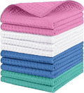 Waffle Weave Microfiber Towel, 10 Pack Lint Free Cleaning Rags, 12 x 12 Inches Barista Towels, Reusable Microfiber Cleaning Cloth for Household, Kitchen, Glass and Window, Multicolor