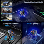 USB C Car Charger, Multi Port 90W Super Fast Charging Cigarette Lighter Adapter, 4-in-1 Dual USB-C & USB-A Car Phone Power Adapter for iPhone 17/16/15/Pro Max, iPad, Samsung Galaxy S25 (Black, 5-Pack)