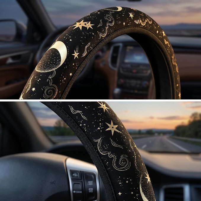 15 Inch Neoprene Steering Wheel Cover Non-Slip (Star Moon)