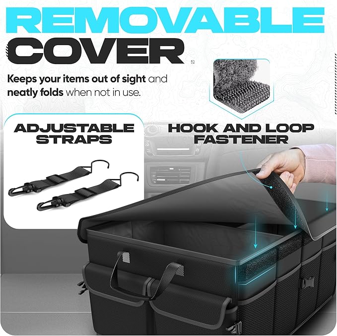 Trunk Organizer For SUV Car Trunk Organizer, Foldable Storage, Car Accessories for Women Men, Collapsible Bag, 600D Oxford, Non Slip Bottom, Straps, Soft Cover (65L)