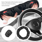 Leather Steering Wheel Cover,Anti Slip Car Steering Wheel Cover for Car Decorations & Steering Wheel Protections,Universal 15Inch Wheel Cover Car Interior Accessories for Men & Women (Black+Red)