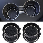 Car Cup Coaster Universal Non-Slip Cup Holders Bling Crystal Rhinestone Car Interior Accessories 4 Pack Black