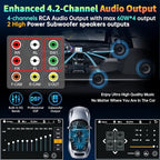 7" Double Din Car Stereo Compatible with Wireless Apple CarPlay & Android Auto, 240W 4.2-Channel Dual Subwoofer Ports, Touchscreen, Bluetooth 5.3, Mirrorlink, Backup Camera, FM/AM Car Radio