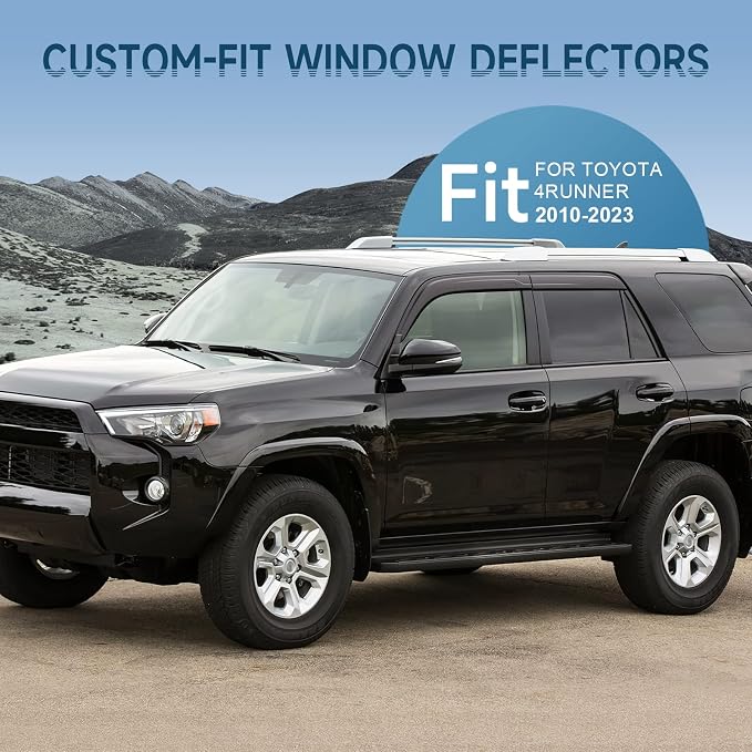 Rain Guards Compatible with Toyota 4Runner 2010-2024, Durable Tape-on Side Window Wind Deflectors & Visors 2010-2024 4Runner Rain Guard, Black 4 PCS