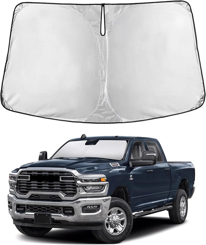 Windshield Sunshade Compatible for Dodge Ram 1500 2019-2024 2025 2026 CrewCab, MegaCab Pickup,2Dr RegularCab,4Dr QuadCab Sun Visor for Front Windshield, UV Blocker & Protector, Car Accessories