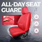 Red Car Seat Covers Full Set - Faux Nappa Leather Seat Covers for Cars, Ultra Breathable Waterproof Front Seats Protector with Lumbar Support, Universal Fit for Automotive Sedan SUVs Pickups