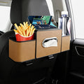 Back Seat Car Organizer, 4+2 in 1 Multifunctional Car Backseat Storage Box with 3 Cup Holders Tissue Box Hook, Car Interior Storage for Travel Phones Snacks Drinks(Brown)