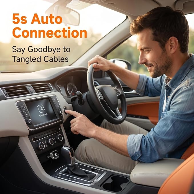2 in 1 Wireless CarPlay and Android Auto Adapter, Wired to Wireless CarPlay Dongle, Plug and Play Easy Setup, 5GHz WiFi Smooth Connectivity, 2026 Upgraded Wireless Car Adapter for Wired Cars