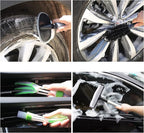 22Pcs Car Wash Cleaning Tools Kit Car Detailing Set with Canvas Bag Pink Collapsible Bucket Wash Mitt Sponge Towels Tire Brush Window Scraper Duster Complete Interior Car Care Kit