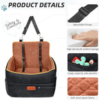 HEGGCOOE Small Dog Car Seat, Memory Foam Dog Booster Seats with Thick Cushion for Medium Dogs Under 35lbs, Detachable Washable Pet Car Seat Travel Bed with Storage Pockets,2 Safety Belts