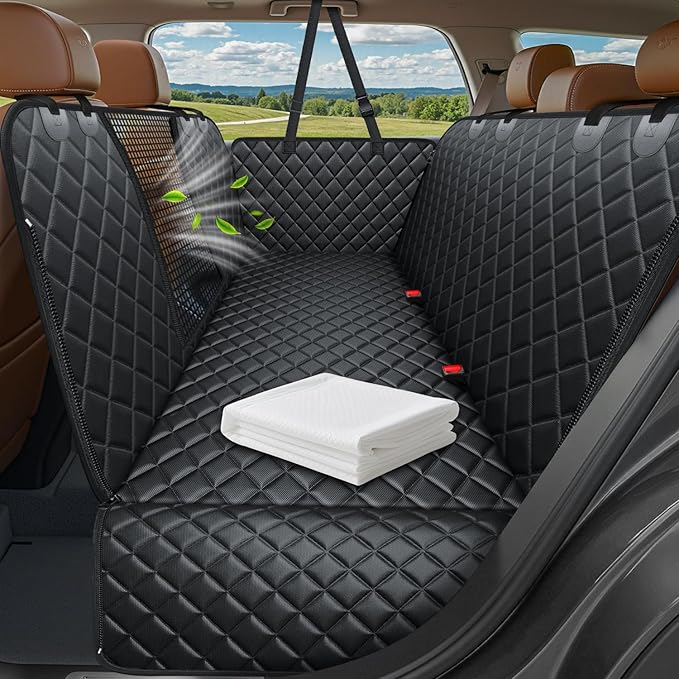 Dog Car Seat Cover for Pets 100% Waterproof Seat Cover Hammock 600D Heavy Duty Scratch Proof Nonslip Durable Soft Back Seat Covers for Cars Trucks and SUVs