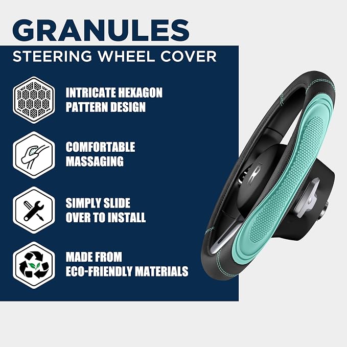 Car Steering Wheel Cover - Microfiber Leather Steering Wheel Wrap Sports 14.5-15 Inch Steering Wheel Cover Non-Slip for Men Women Mint Color